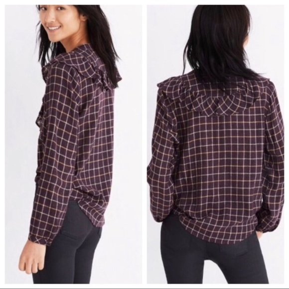MADEWELL Purple Metallic Flannel Ruffle Blouse - Picture 7 of 7